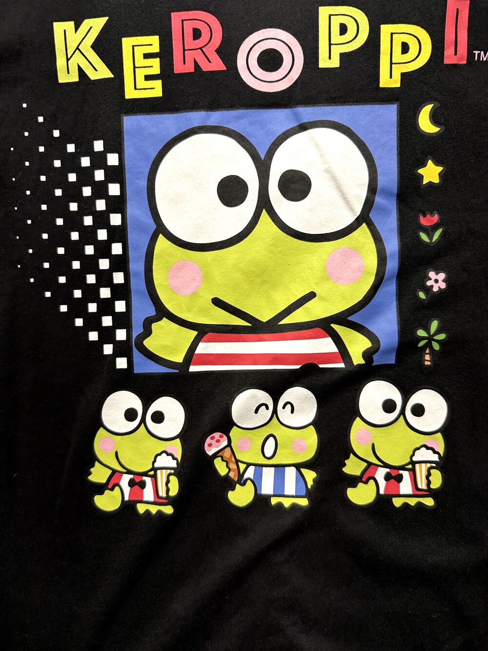 Sanrio Keroppi Graphic Tee Black Character Frog Cartoon T-Shirt Size M